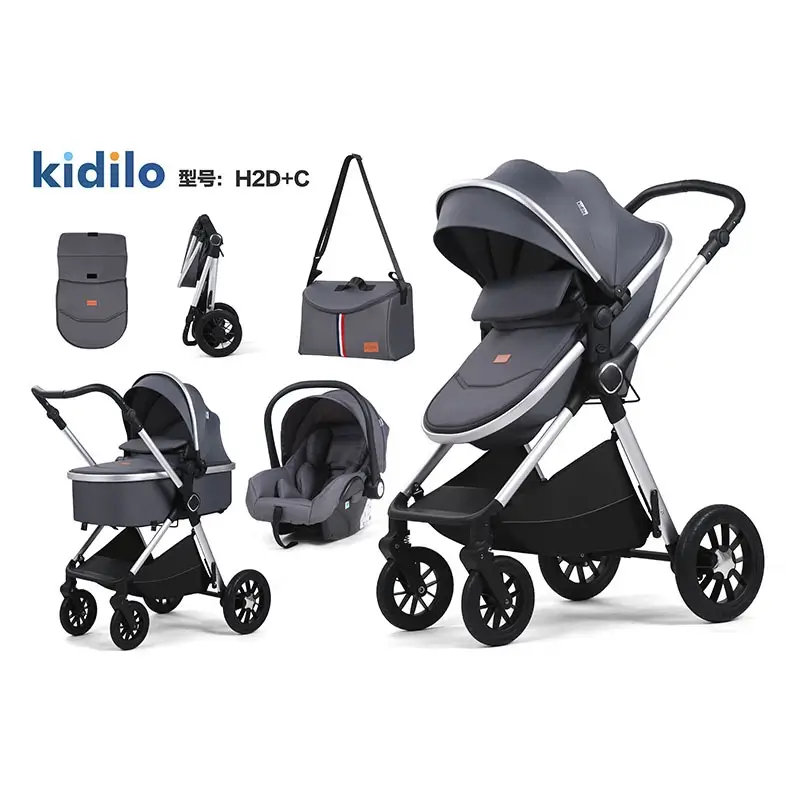 Coche Kidilo h2d+c 3 en 1: Sistema de Viaje Premium con Portabebé y Moisés