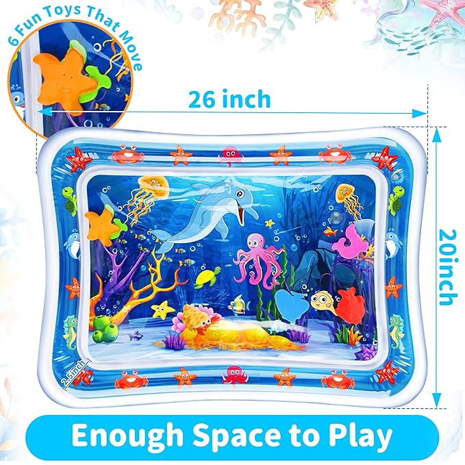 Alfombra de Agua Inflable para Bebé | Centro de Actividades Sensorial "Tummy Time" Estimulación Temprana 3