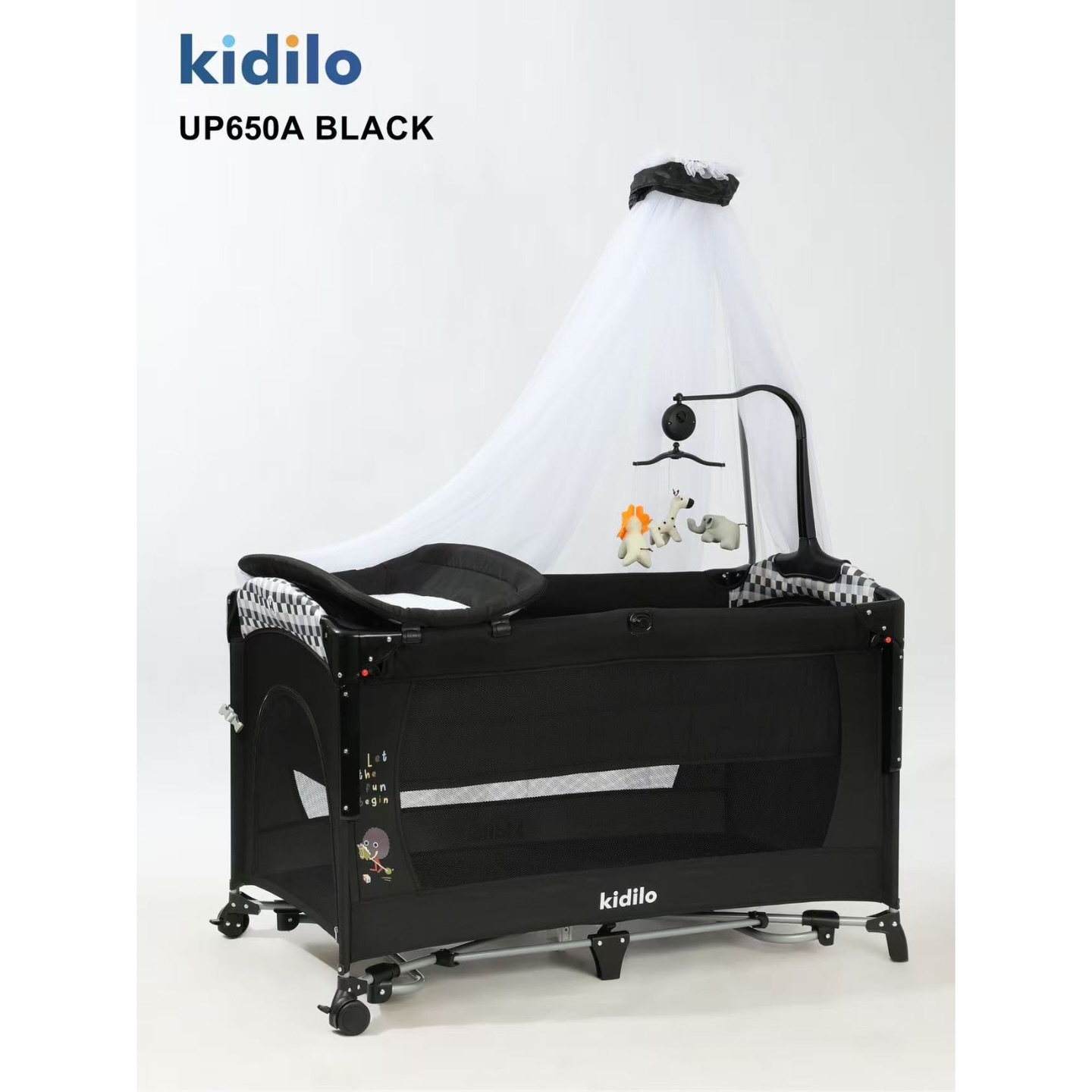 Kidilo UP650A | Corral Cuna 2 en 1 Premium con Cambiador y Móvil Musical 2